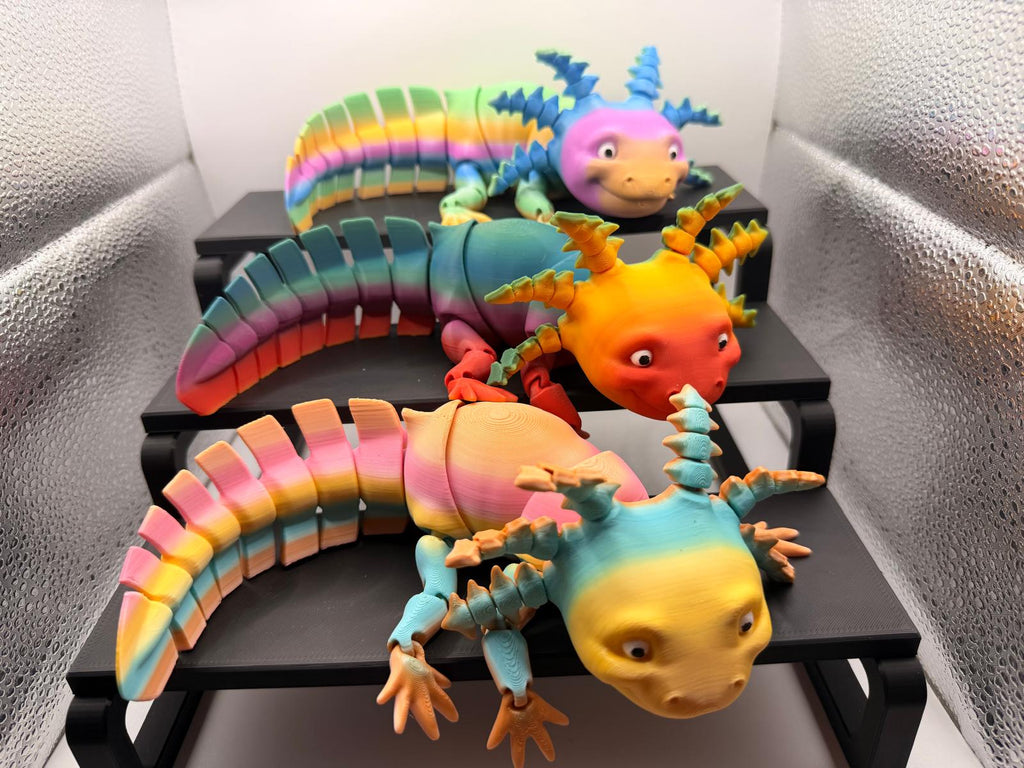 Rainbow Coloured Axolotl 3D Printed