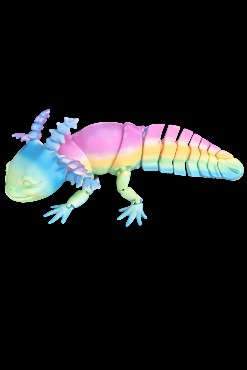 Rainbow Coloured Axolotl 3D Printed