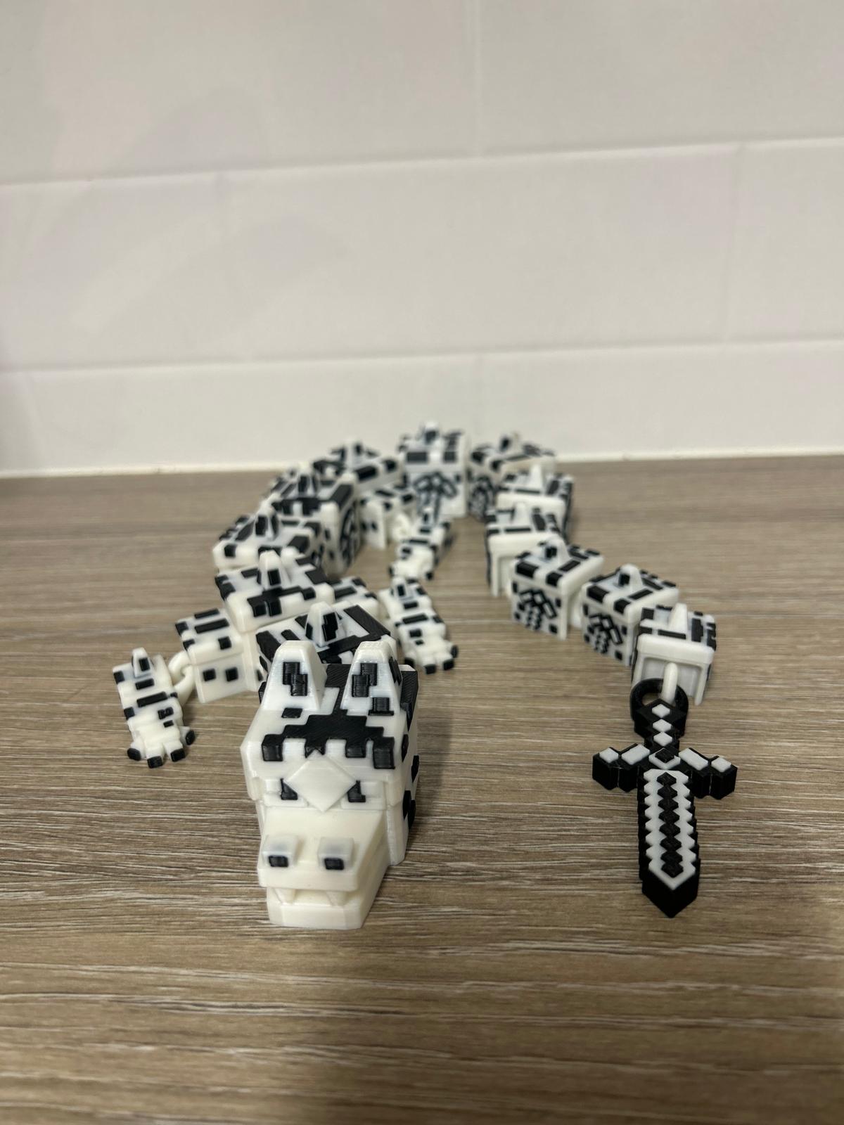 3D Printed Articulated Minecraft Skeleton Dragon