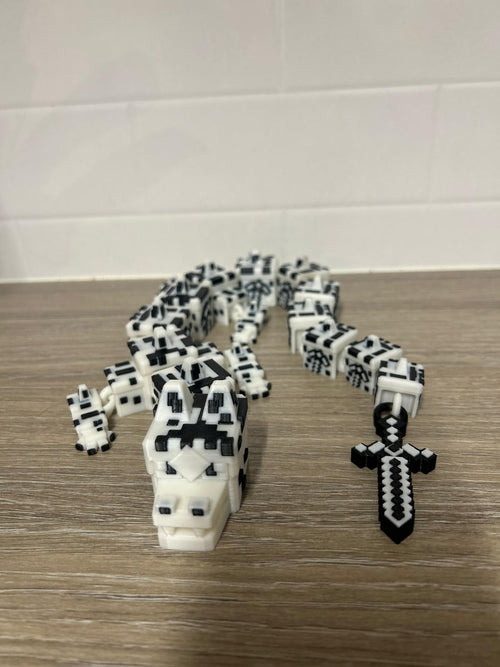3D Printed Articulated Minecraft Skeleton Dragon