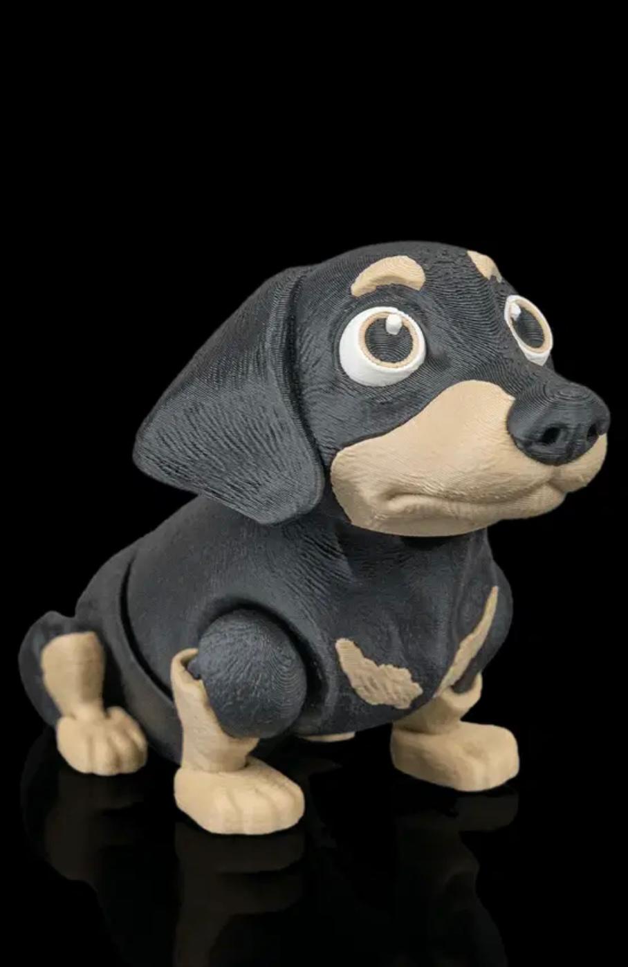 Articulated Dachshund With Sausage Toy