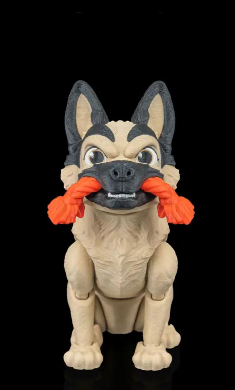Articulated German Shepard With Chew Toy