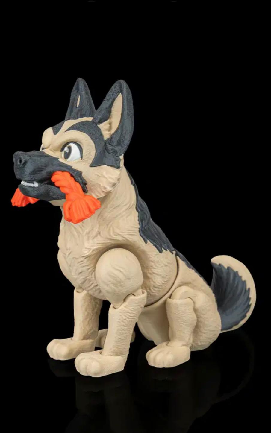 Articulated German Shepard With Chew Toy